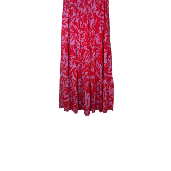 LOFT Tropical Skirt Floral Rayon Women’s Medium New Pink & Red - Picture 2 of 11